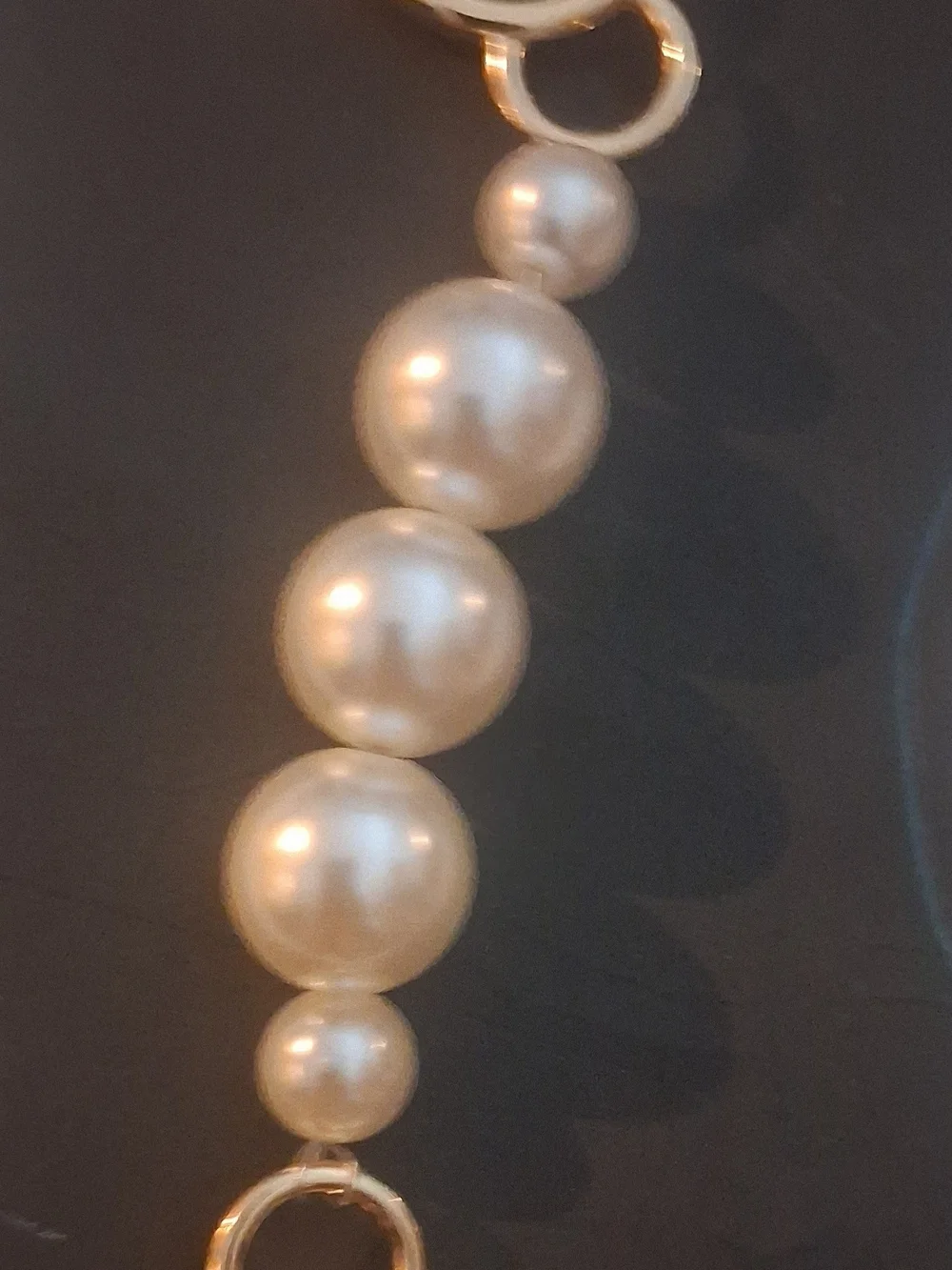 Classic Pearl Drop Charm Bracelt Keychain Purse Accessory Gold and White